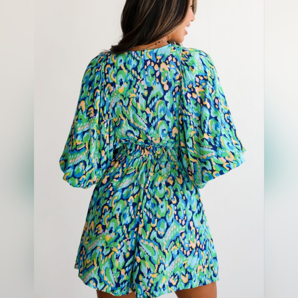 Colorful Patterned V-Neck Dress - Picture 4 of 4